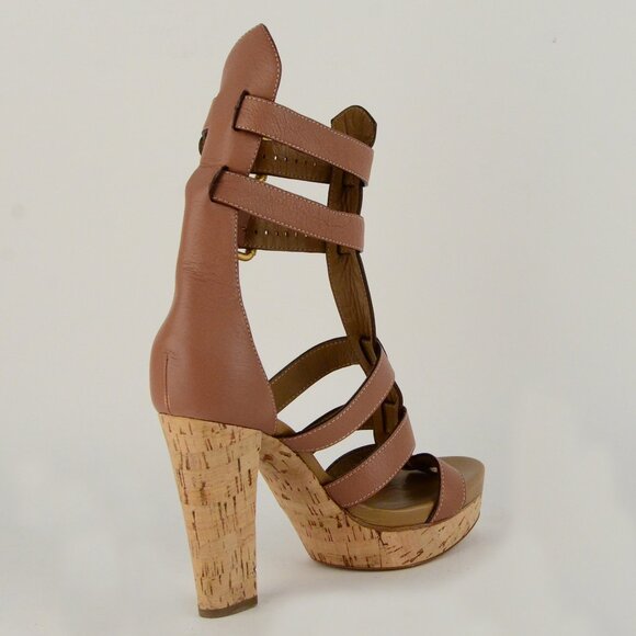 CHLOE SHOES STRAPPY LEATHER PADDINGTON SANDALS GLADIATOR CORK sz 40 9.5 - Picture 10 of 12